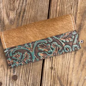 077 Checkbook Cover - Longhorn w/ Evergreen Tool