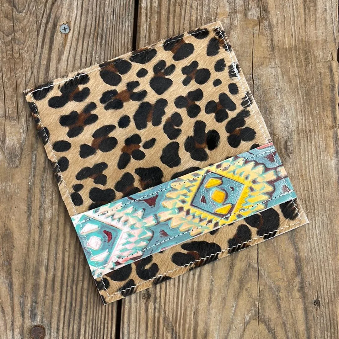 079 Checkbook Cover - Leopard w/ Rainbow Aztec