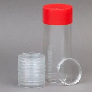 (1) Airtite Coin Holder Storage Container & (10) Direct Fit H-34 Air-Tite Coin Holder Capsules For 1/2Oz Silver Maple Leafs