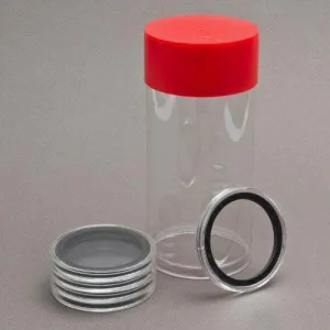 1 Airtite Coin Holder Storage Container & 5 Black Ring 27Mm Air-Tite Coin Holder Capsules For 1/2Oz Gold Eagles