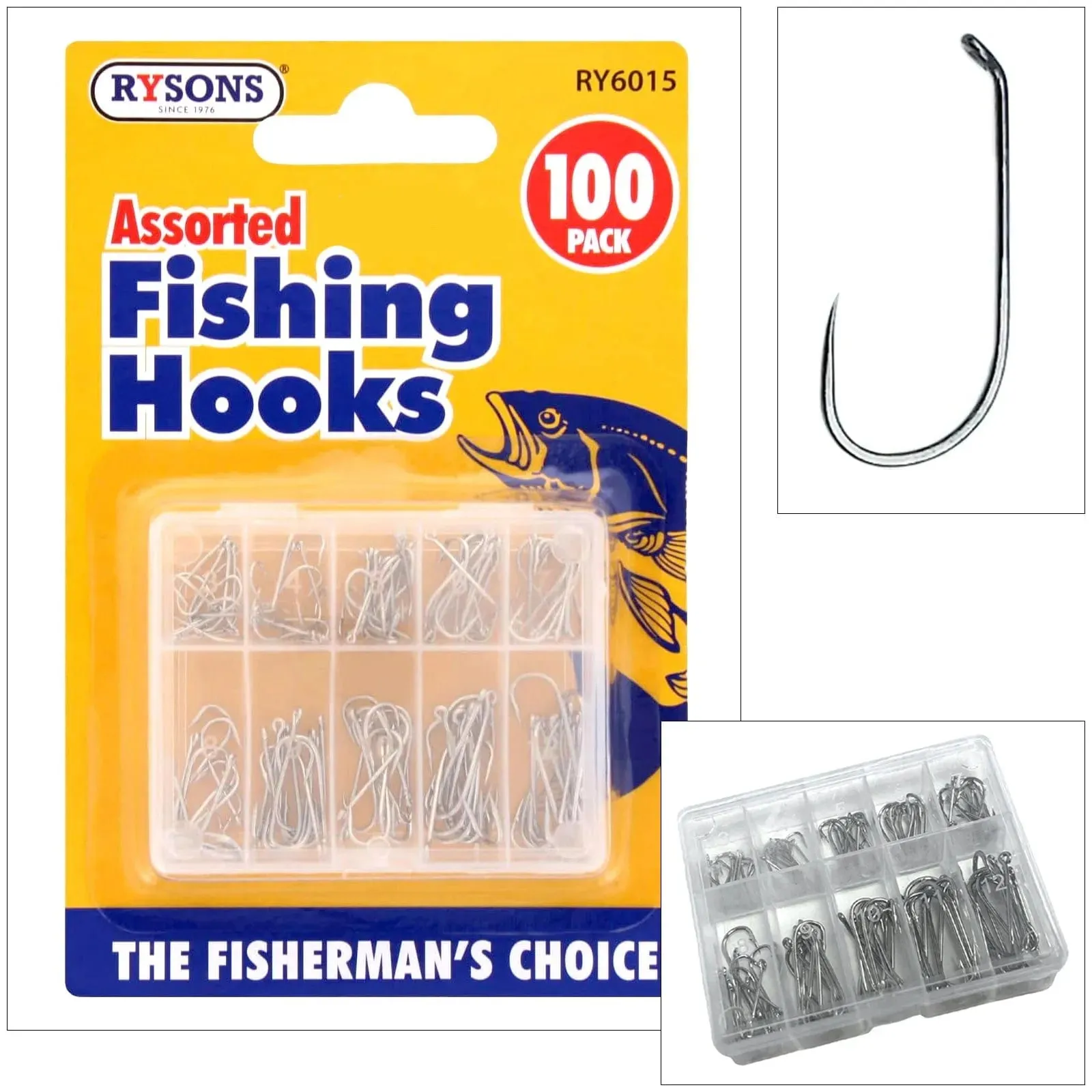 100pc Assorted Fishing Hooks with Storage Case