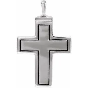 10K White 26x16.5 mm Cross Ash Holder Pendant