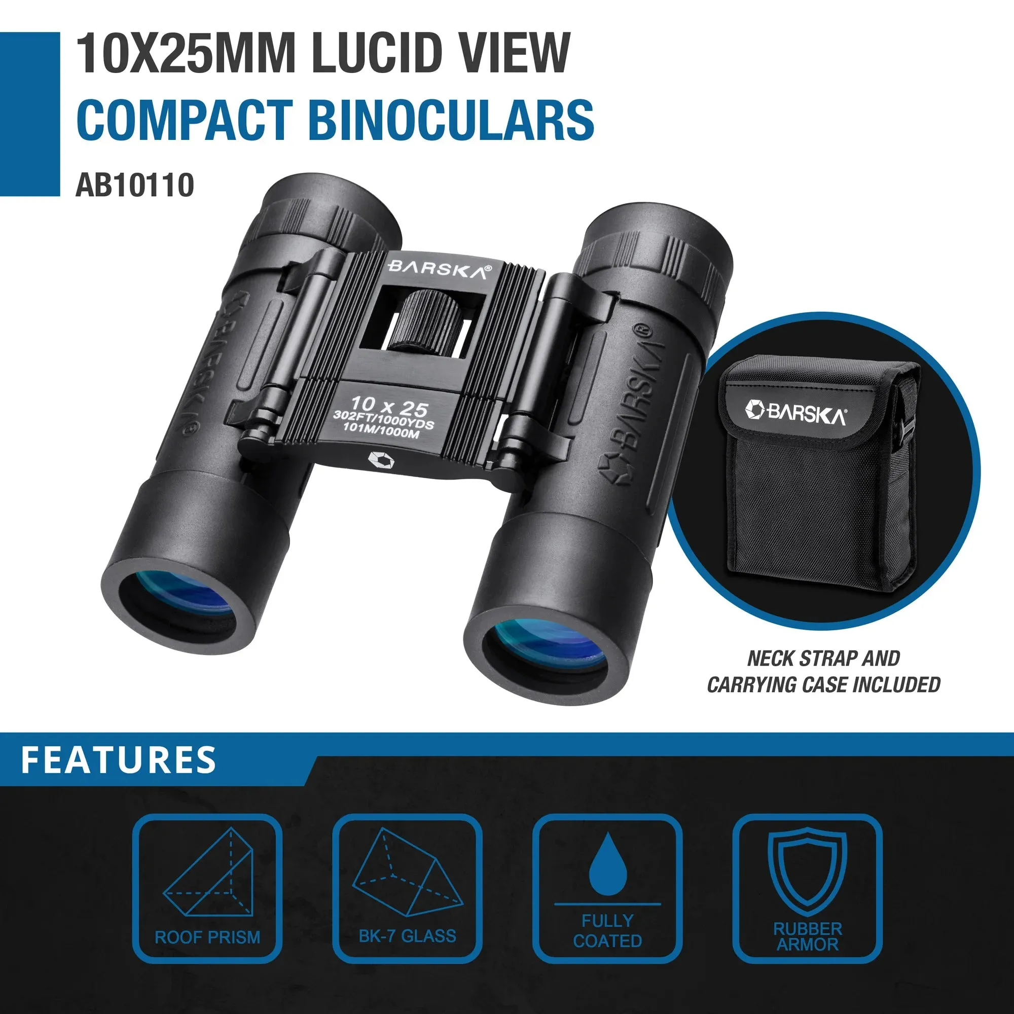 10x25mm Lucid View Compact Binoculars, 1st Gen | AB10110
