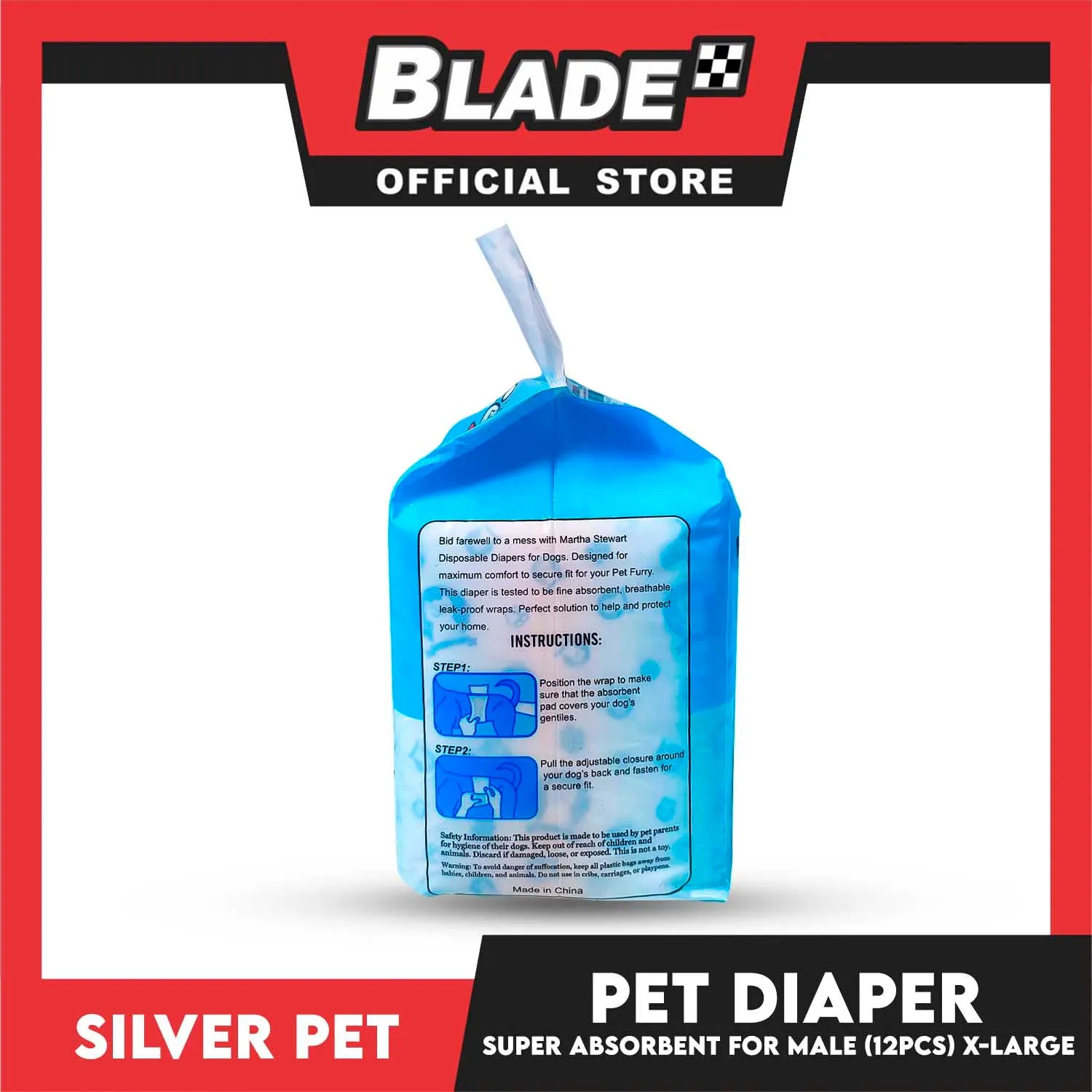 12pcs Silver Pet Super Absorbent Disposable Male Dog Wrap/ Diaper Extra Large