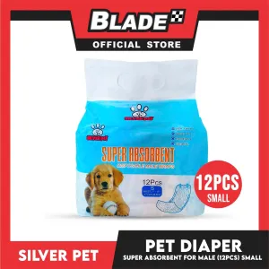 12pcs Silver Pet Super Absorbent Disposable Male Dog Wrap/ Diaper Small