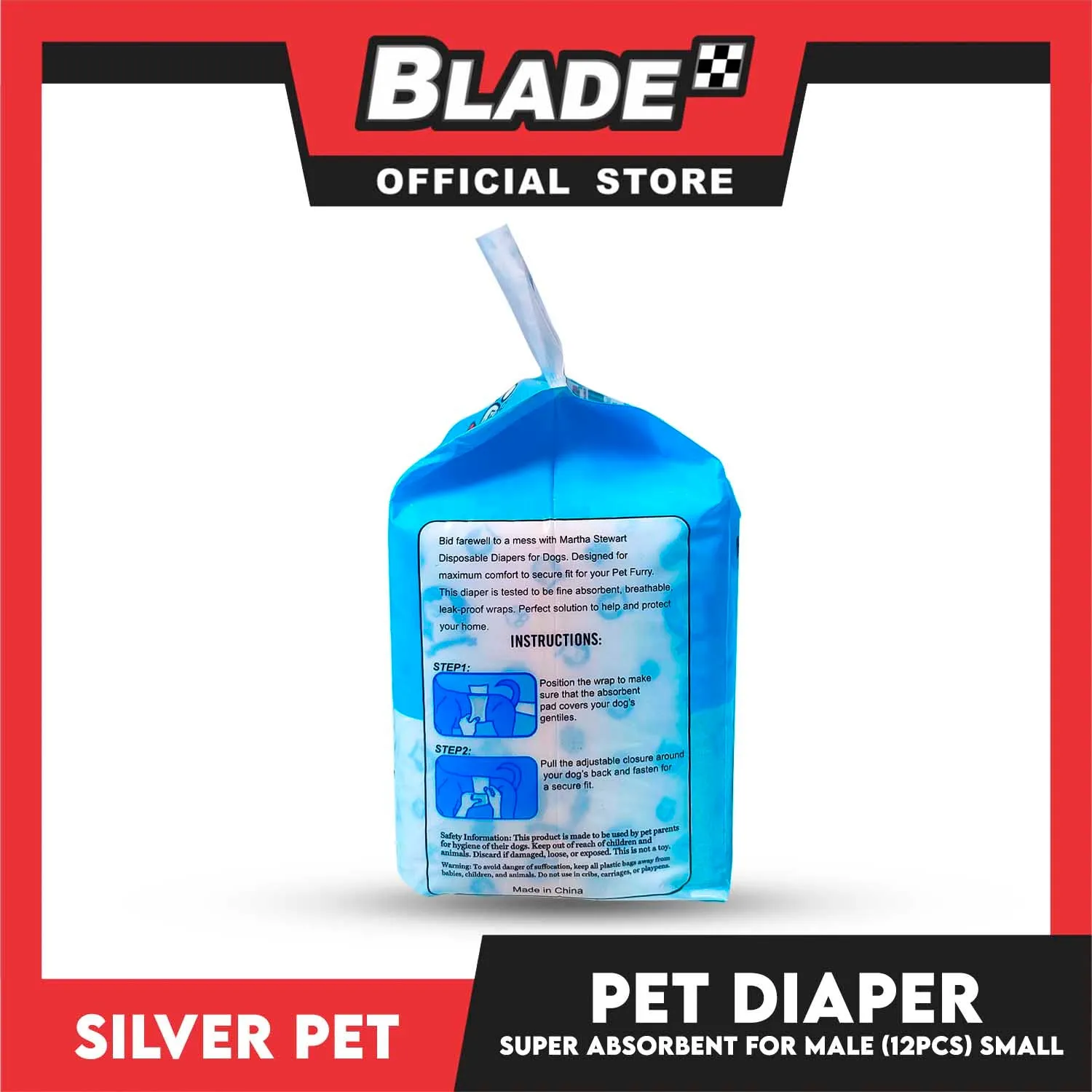 12pcs Silver Pet Super Absorbent Disposable Male Dog Wrap/ Diaper Small