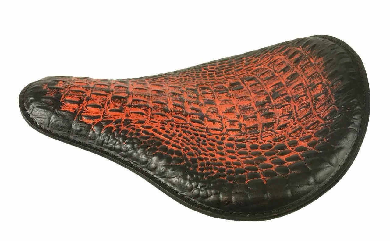 12x13" Ant Orange Alligator Leather Chopper Harley Sportster Spring Seat Dyna