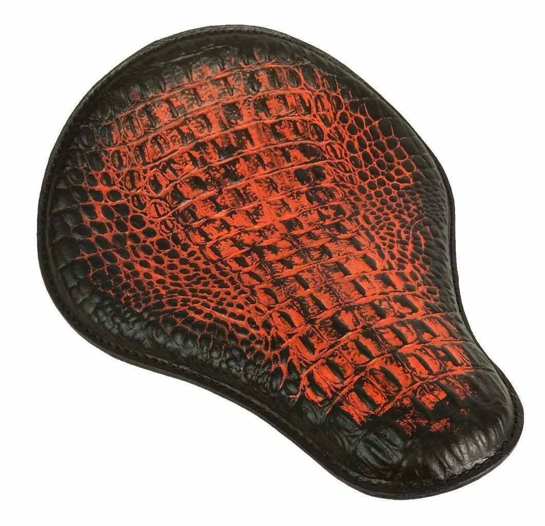 12x13" Ant Orange Alligator Leather Chopper Harley Sportster Spring Seat Dyna