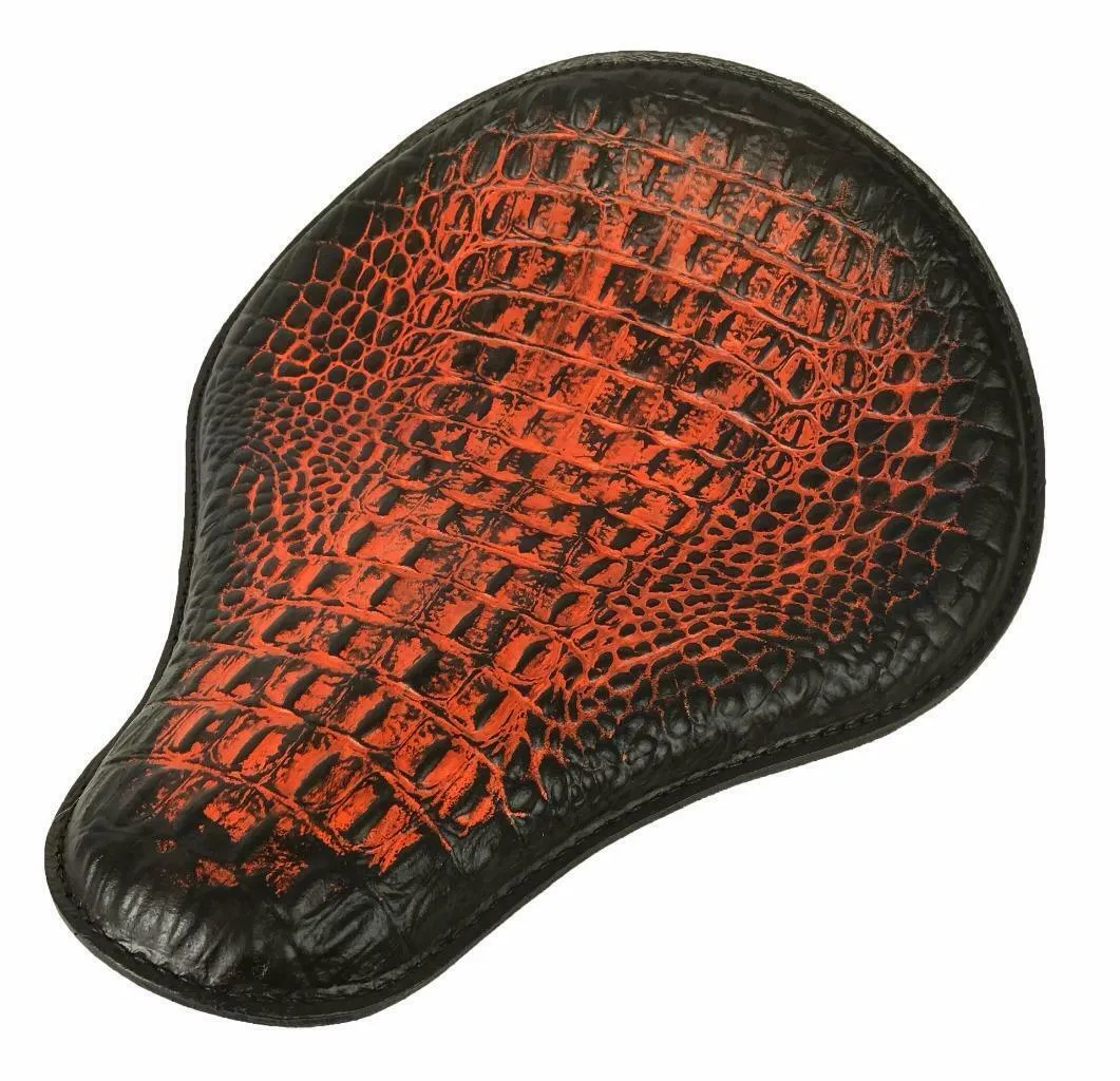 12x13" Ant Orange Alligator Leather Chopper Harley Sportster Spring Seat Dyna