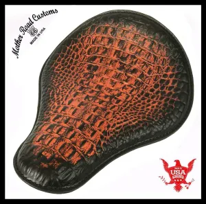 12x13" Ant Orange Alligator Leather Chopper Harley Sportster Spring Seat Dyna