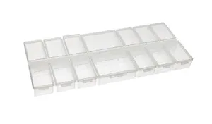 14-Compartment Clear Plastic Rectangular Jewelry Bead Storage Organizer