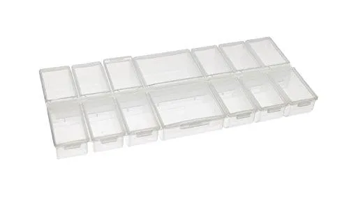 14-Compartment Clear Plastic Rectangular Jewelry Bead Storage Organizer