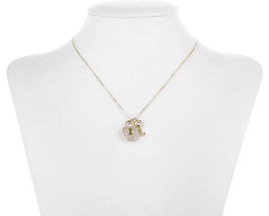 14K Gold Plated Heart & Key Necklace