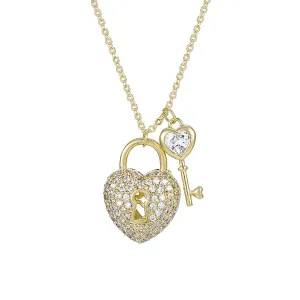 14K Gold Plated Heart & Key Necklace