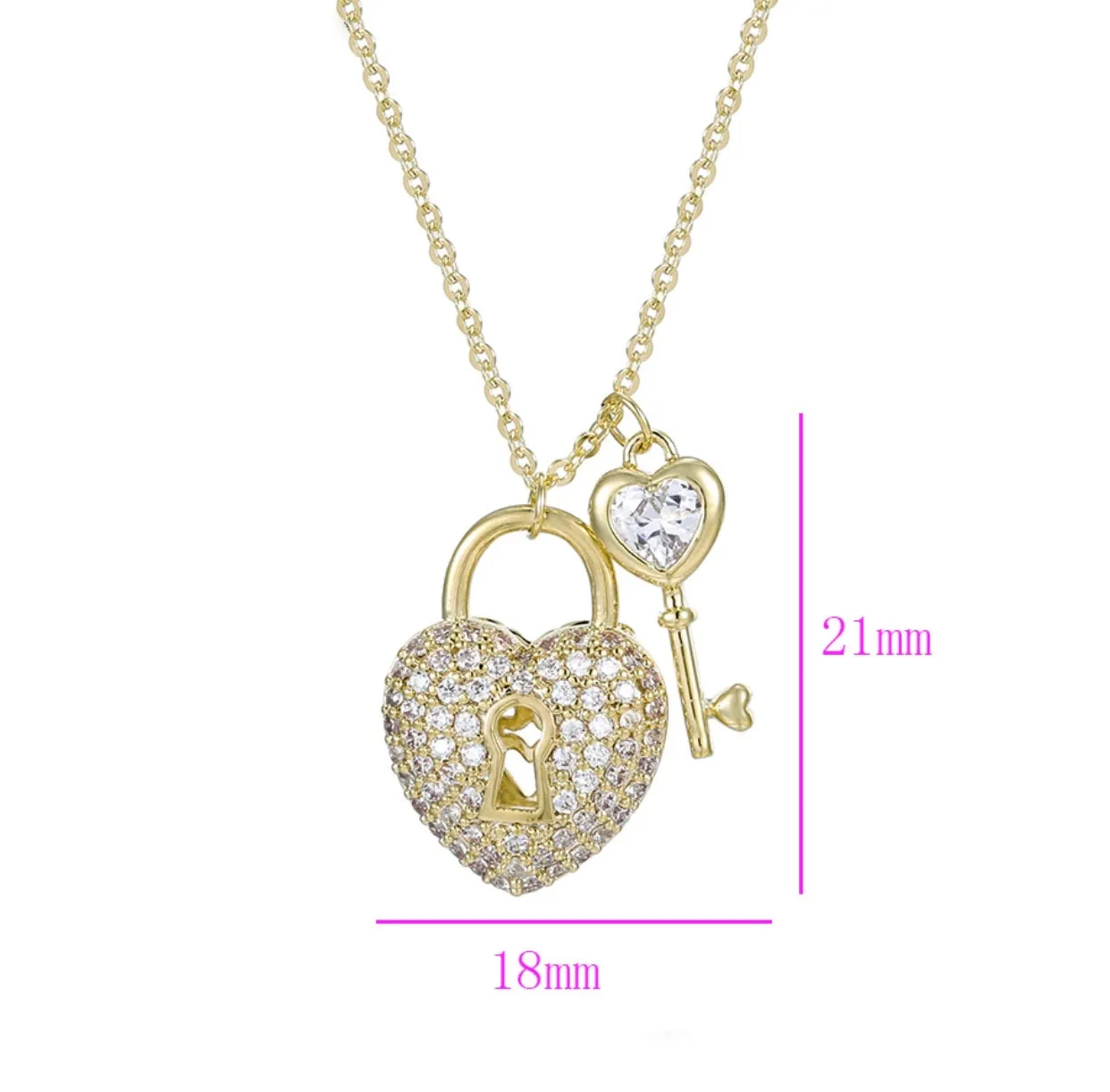 14K Gold Plated Heart & Key Necklace