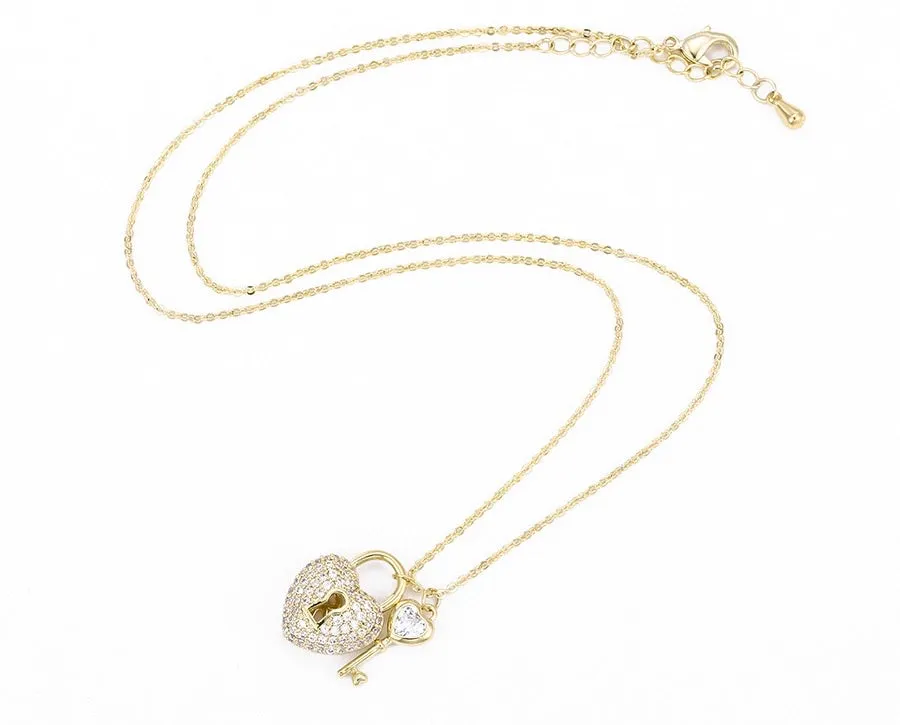 14K Gold Plated Heart & Key Necklace