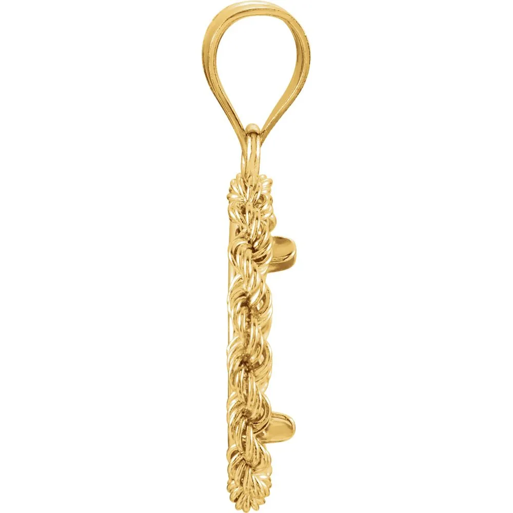 14k Yellow Gold 2.5mm Solid Rope Tab Back Frame Pendant for U.S. $1.00 Type 1 or Mexican 2 Peso Coin