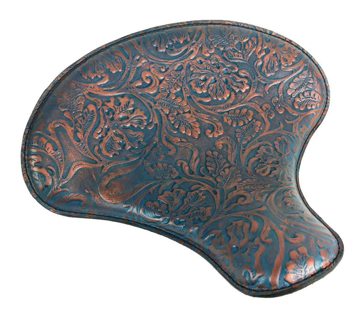 15x14" Blue Copper Oak Leaf Chopper Sportster Harley Chopper Spring Solo Seat