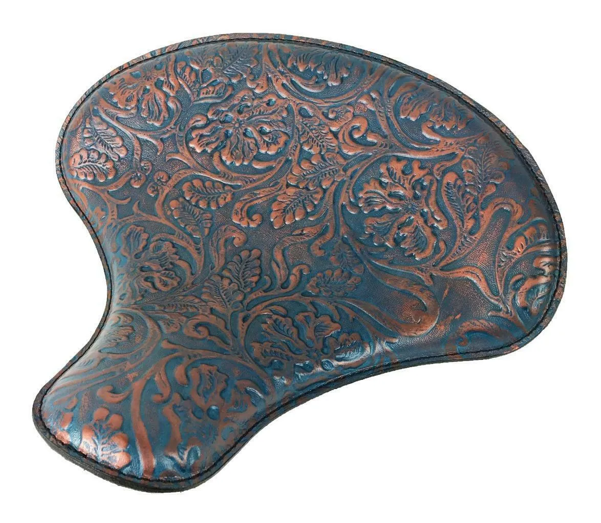 15x14" Blue Copper Oak Leaf Chopper Sportster Harley Chopper Spring Solo Seat