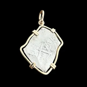 1715 Shipwreck Coin Pendant in 14k, Grade 1, 8 Reales #PC24-31971