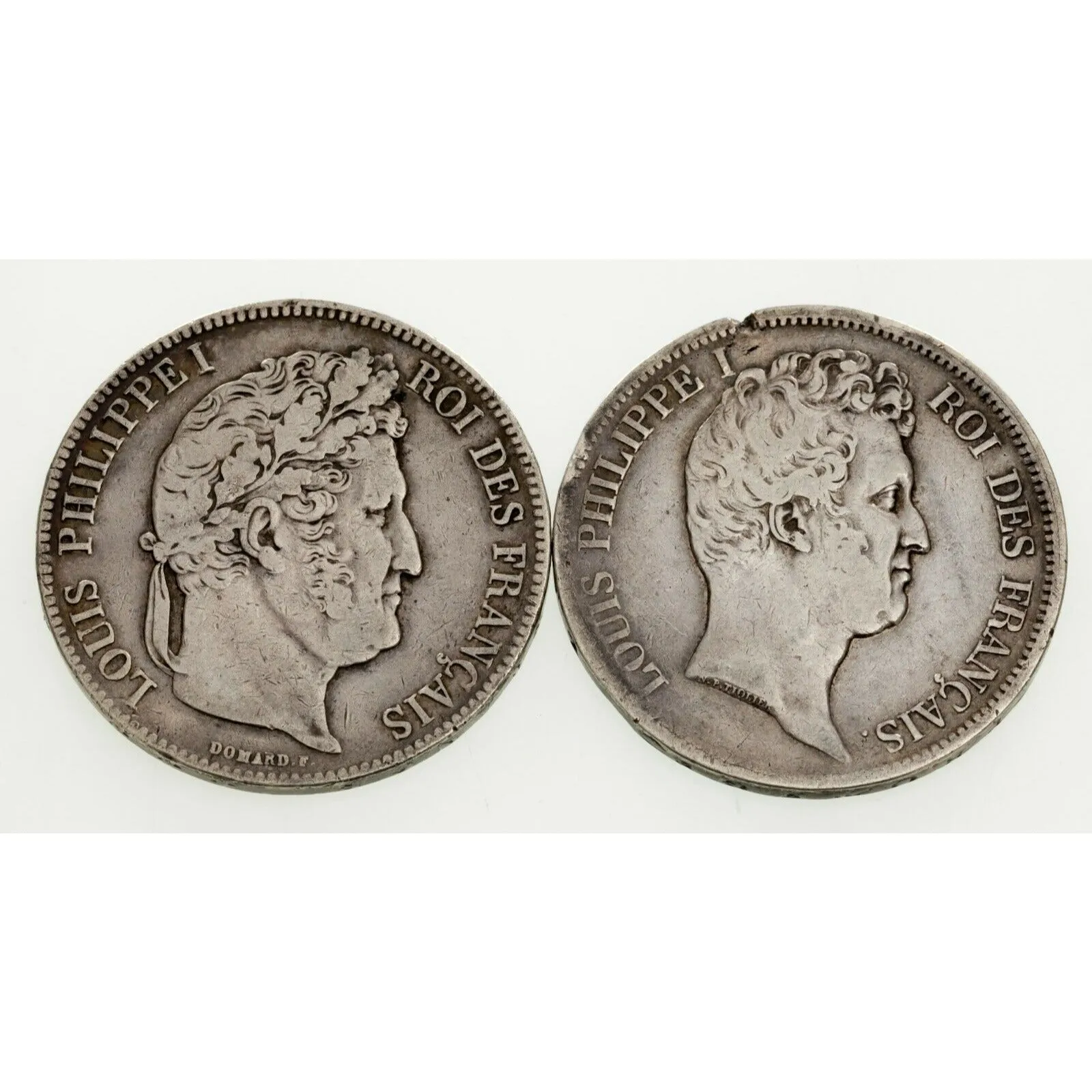 1831-1839 France 5 Francs Silver Coin Lot of 2, KM 735.1, 749.7