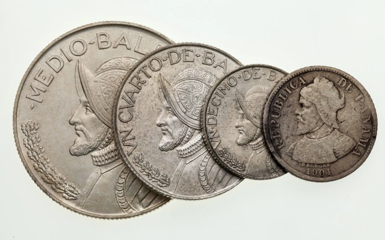 1904-1962 Panama Silver Coin Lot of 4 KM# 2, 10.2, 11.2, 12.2