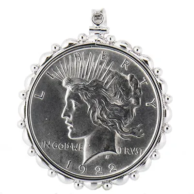 1922 Silver Dollar Necklace with 28 Inch Sterling Silver Chain
