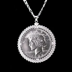 1926 Silver Dollar Necklace with 28 Inch Sterling Silver Chain