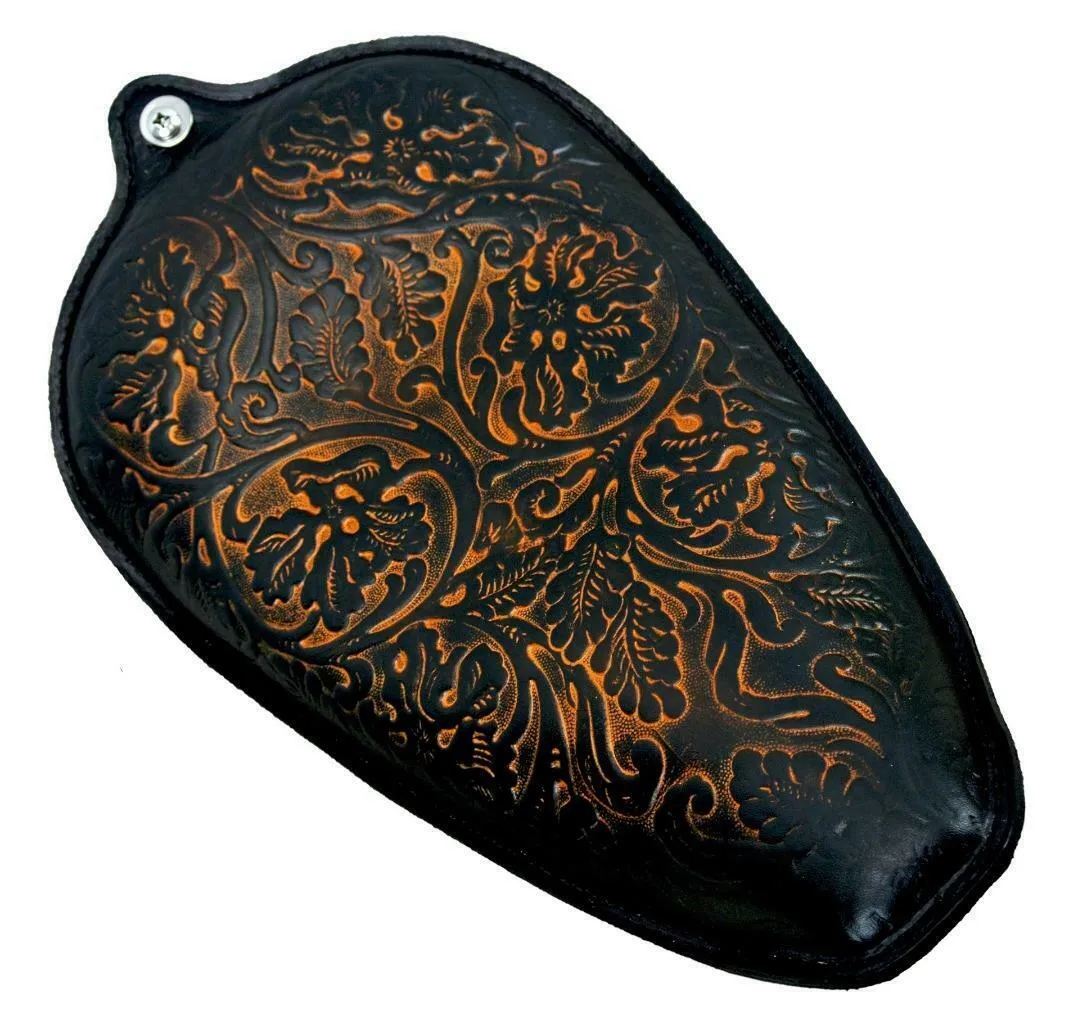 1982-2003 Harley Sportster Seat Antique Brown Oak Leaf Leather On The Frame USA