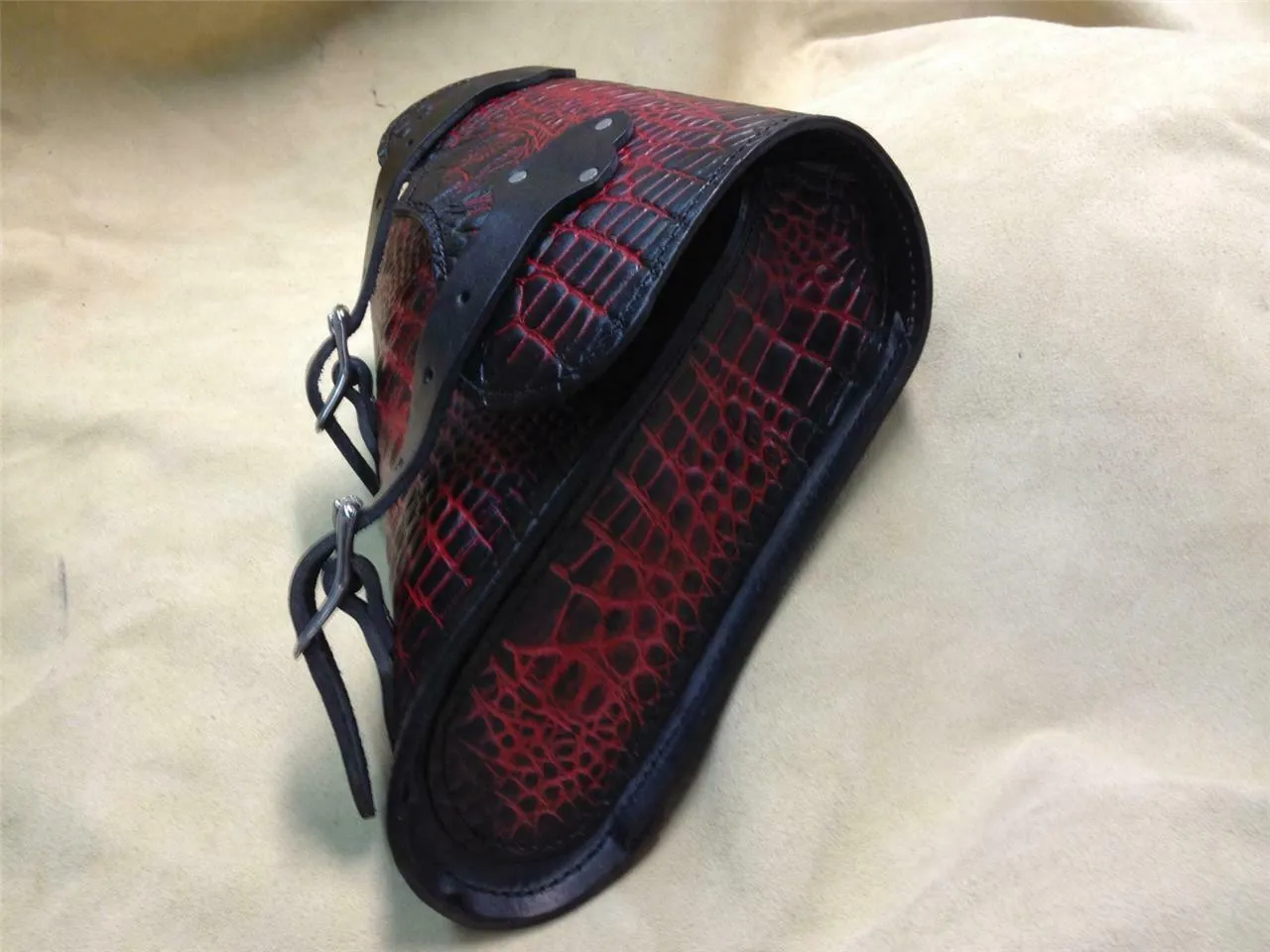1982-2022 Sportster Saddle Bag Ant Red Alligator Chopper Harley Fits all Models