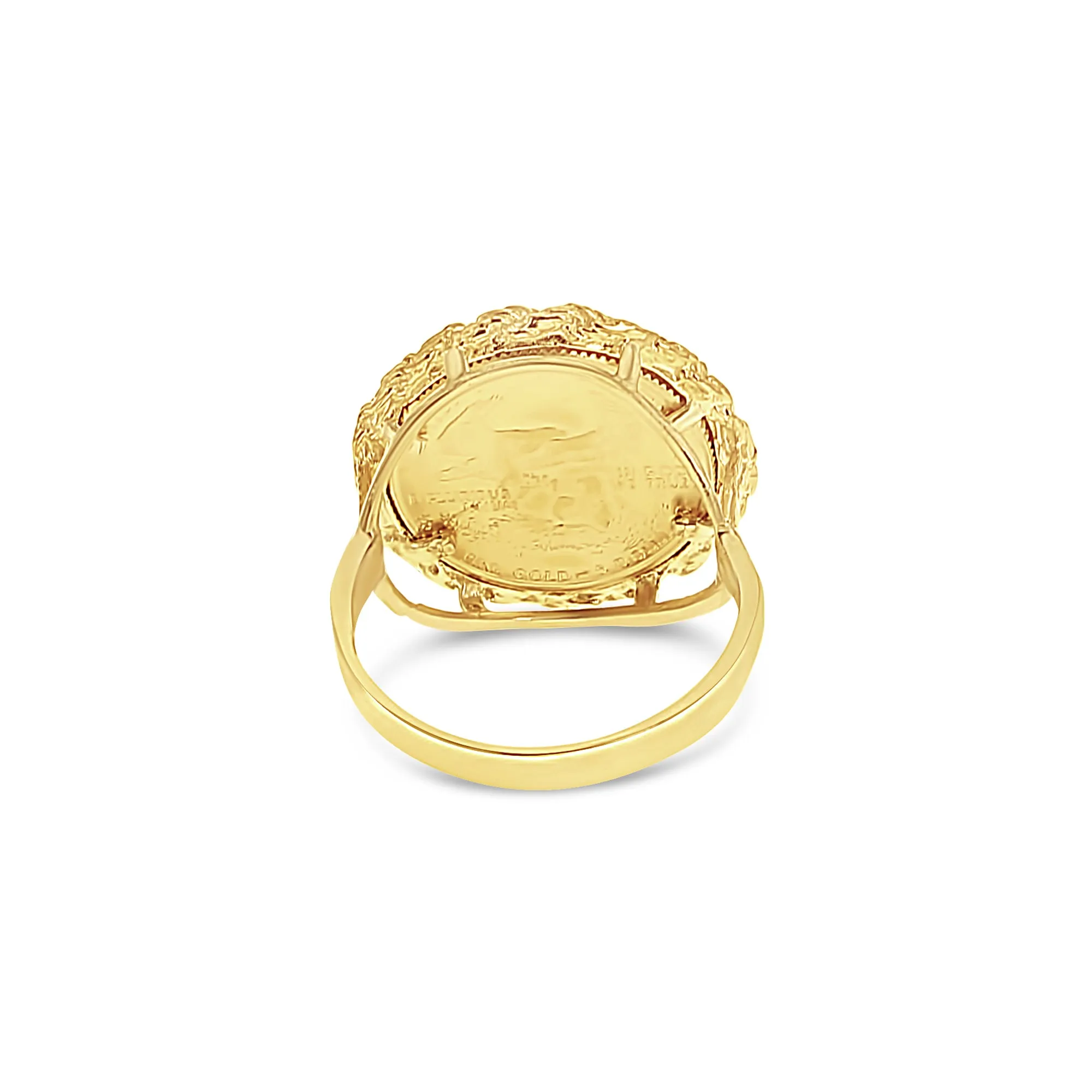 1993 Lady Liberty 1/10OZ Fine Gold Coin Ring with Rope & Diamond Cuts