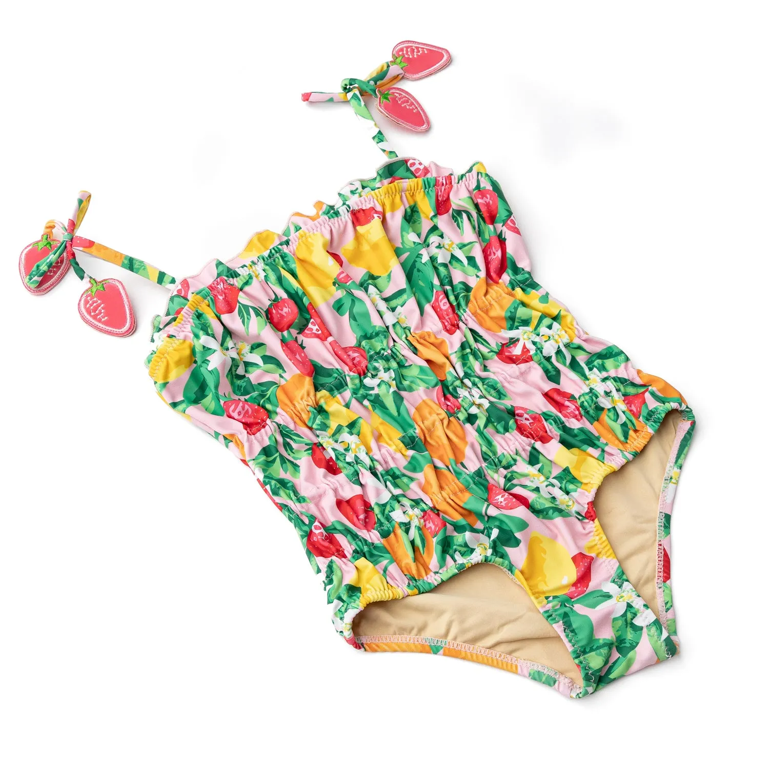 1pc Smocked Swimsuit - Fruit Punch