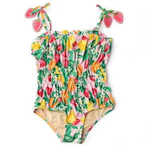 1pc Smocked Swimsuit - Fruit Punch