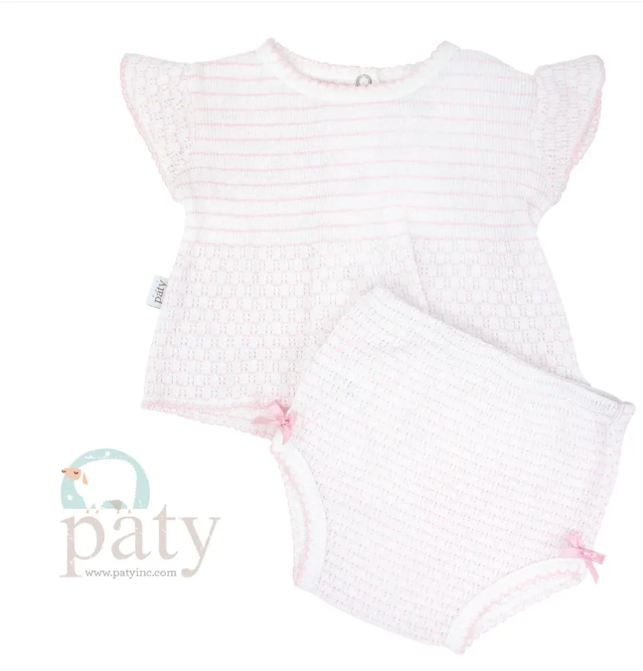 2 PC Set, Pinstripe SS Top (Snaps in Back) with Diaper Cover