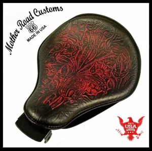 2004-2006 Harley Sportster Spring Solo Seat Mount Kit Ant Red Tooled Leather bcs