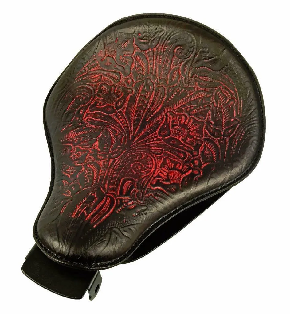 2004-2006 Harley Sportster Spring Solo Seat Mount Kit Ant Red Tooled Leather bcs