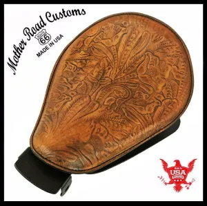 2004-2006 Sportster Harley Spring Solo Seat Mount Kit Ant Tan Tooled Leather bcs