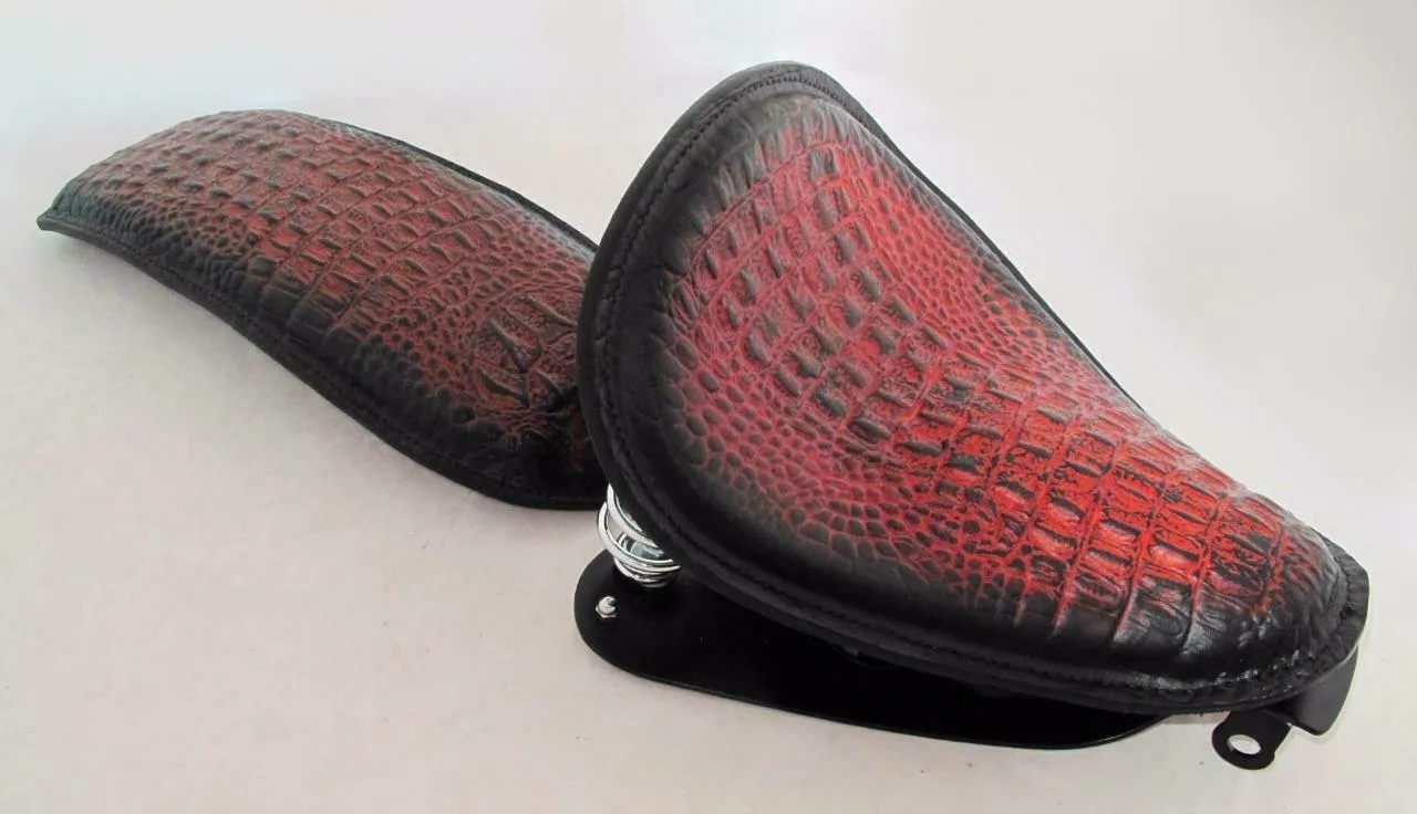 2007-2009 Harley Sportster Seat Conversion Kit P-Pad Antique Red Alligator ccs