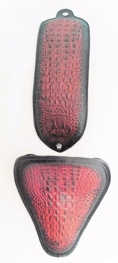 2007-2009 Harley Sportster Seat Conversion Kit P-Pad Antique Red Alligator ccs