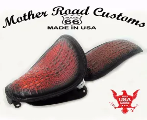 2007-2009 Harley Sportster Seat Conversion Kit P-Pad Antique Red Alligator ccs