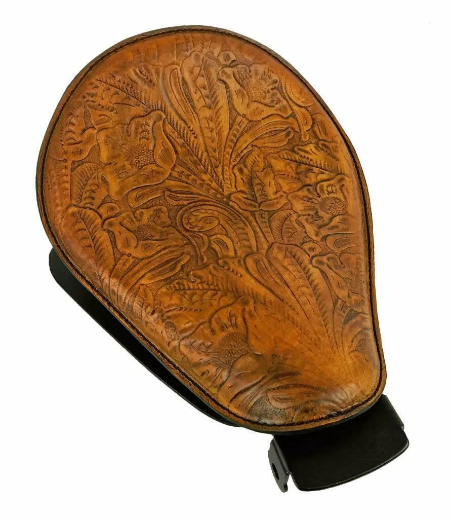 2010-2022 Sportster Harley Spring Solo Seat Mount Kit Ant Tan Tooled Leather bcs