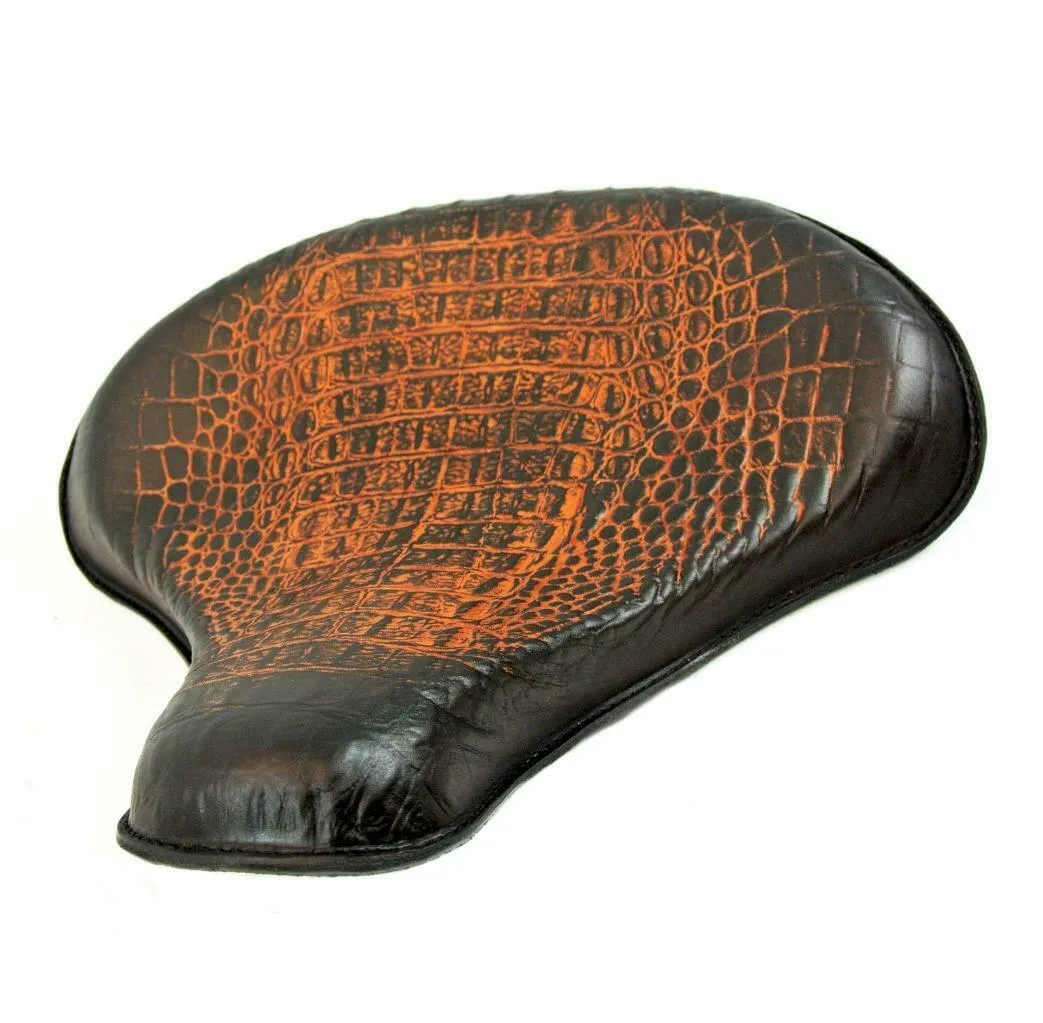 2017-2025 Triumph Bobber 15x14" Ant Brown Alligator Leather Solo Tractor Seat