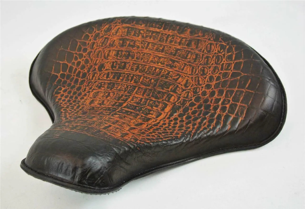 2017-2025 Triumph Bobber 15x14" Ant Brown Alligator Leather Solo Tractor Seat