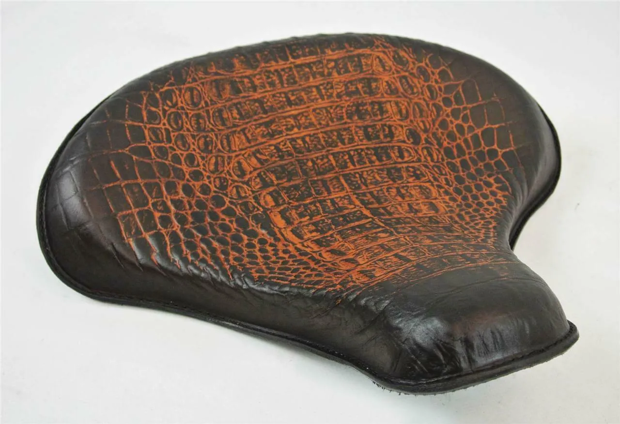 2017-2025 Triumph Bobber 15x14" Ant Brown Alligator Leather Solo Tractor Seat