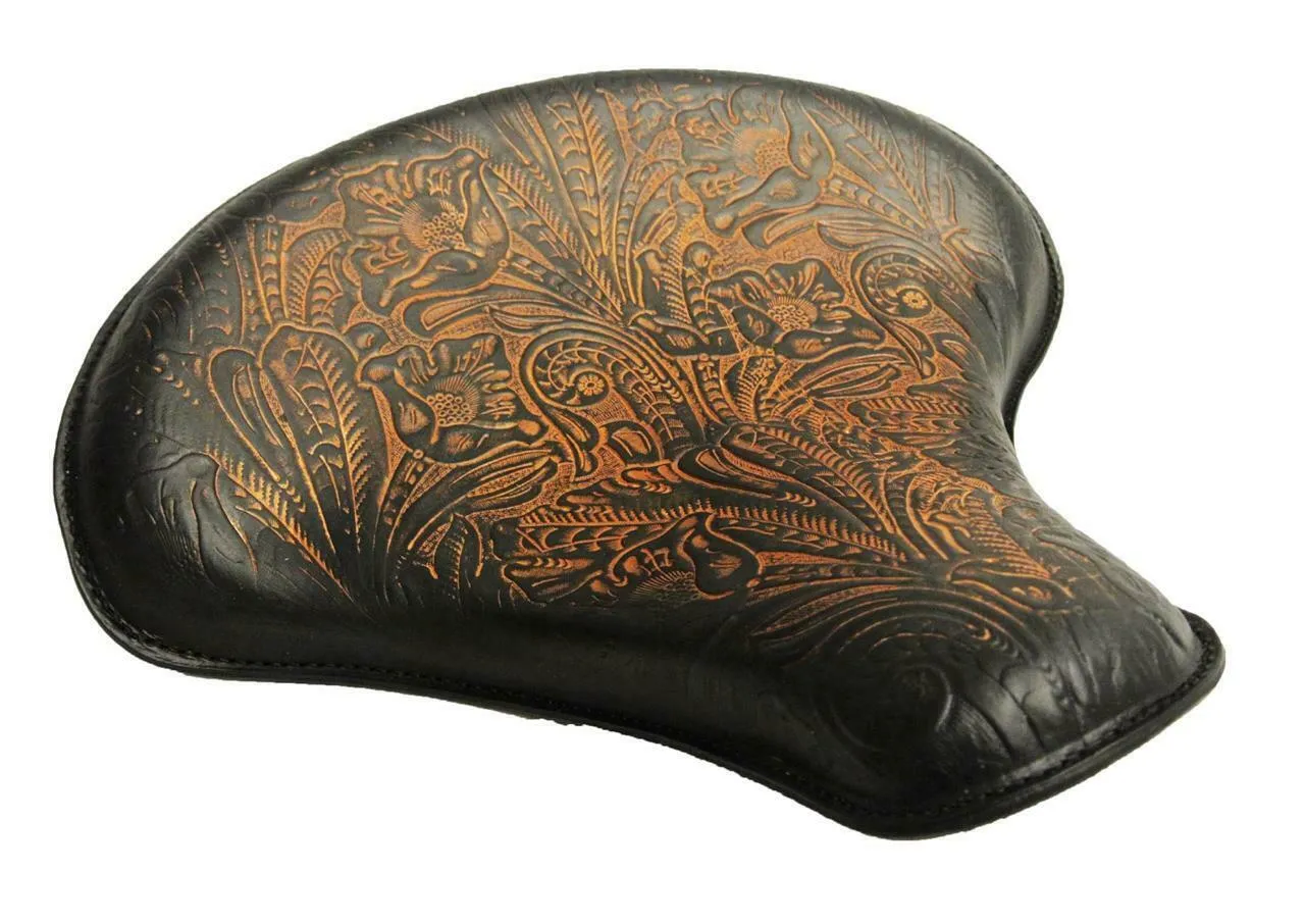 2017-2025 Triumph Bobber 15x14" Ant Brown Tooled Leather Solo Tractor Seat