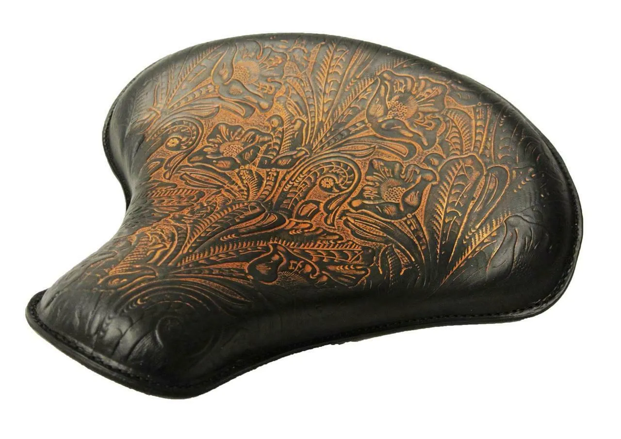 2017-2025 Triumph Bobber 15x14" Ant Brown Tooled Leather Solo Tractor Seat