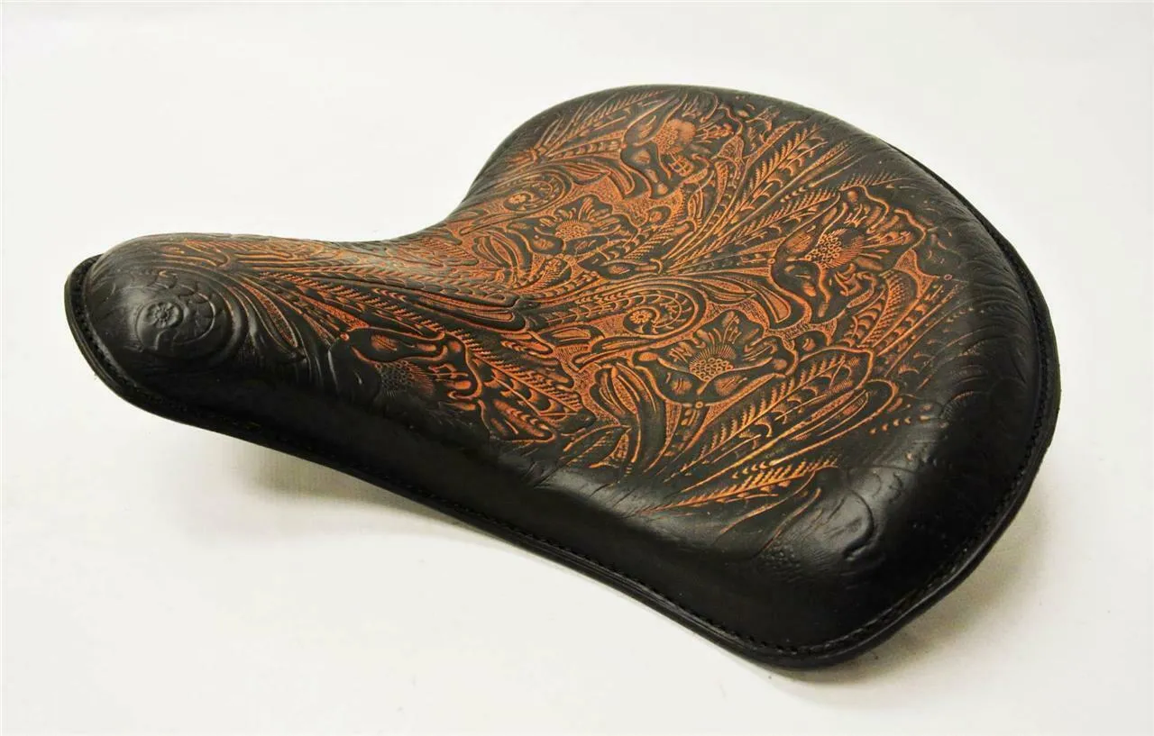 2017-2025 Triumph Bobber 15x14" Ant Brown Tooled Leather Solo Tractor Seat