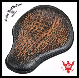 2017-2025 Triumph Bonneville Bobber Solo Seat 13x15x1" Ant Brn Alligator Saddle