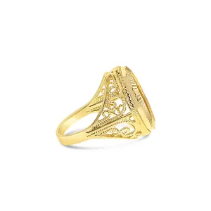 22K Fine Gold 1/10OZ Liberty Coin Ring with Fluted Bezel