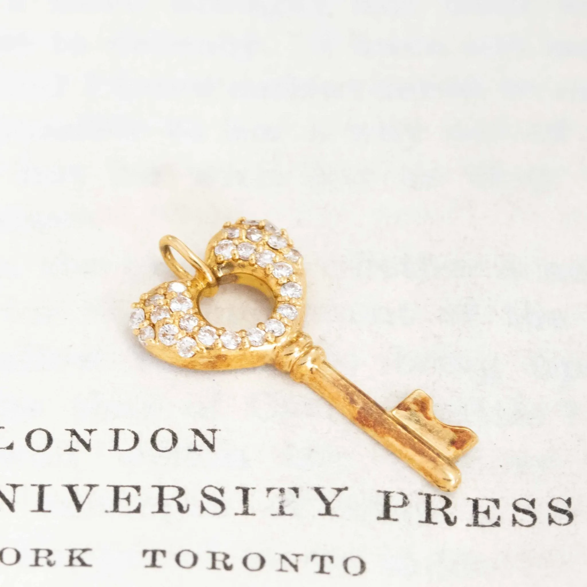 .25ctw Vintage Diamond Cluster Heart Key Charm